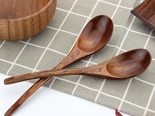 Amazon.co.jp: YFWOOD スプーン 2本セット 20cm 天然木製 本漆