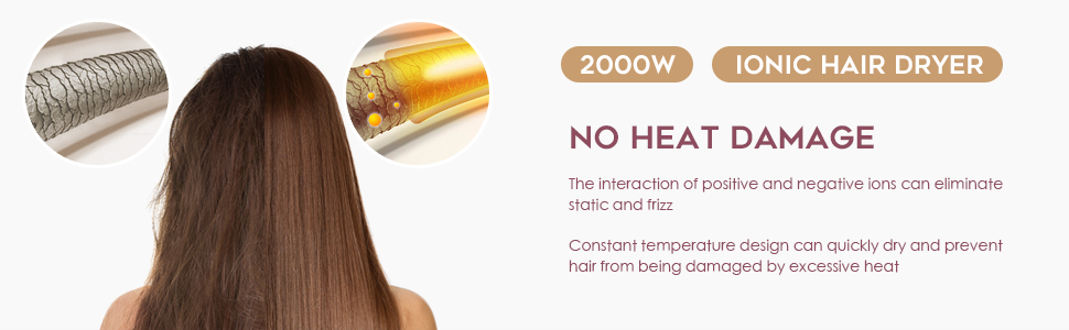 2000W Foldable Hairdryer Lightweight Ionic Hairdryers