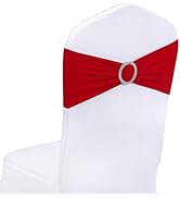 Peomeise 25pcs Red Spandex Chair Sashes with Buckle Slider for Wedding, Party Decoration