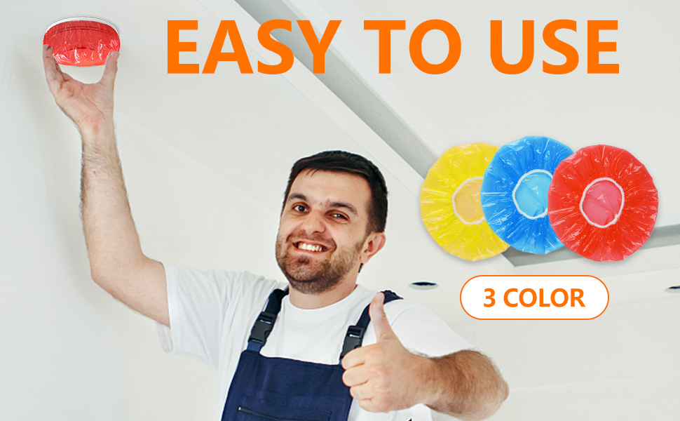 24 PCS Smoke Detector Cover Fire Alarms Cover Dust Cover Paint Cover, 3 Colors Mixed, Stretch