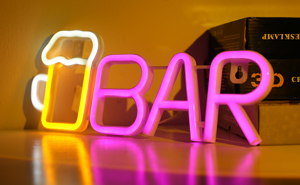 DWOOKE Bar Neon Light Beer Neon Signs Bar Light Sign Battery/USB