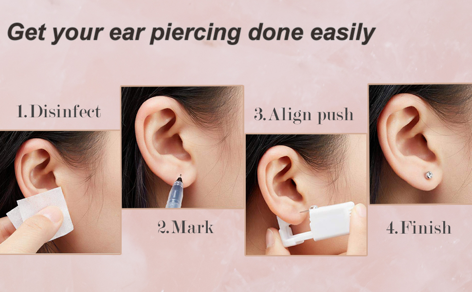 Ear Piercing Gun Kit Yuelong 6pcs Self Ear Piercing Gun with Sterile Safety Ear Stud Gun