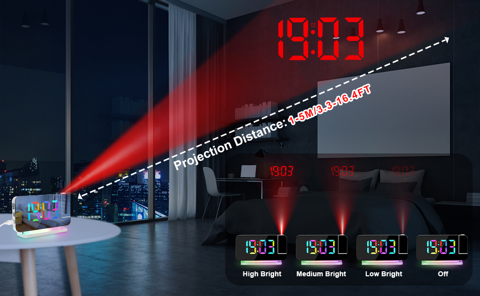 Aytop Projection Alarm Clock, Digital Clock with 180° Projector Alarm