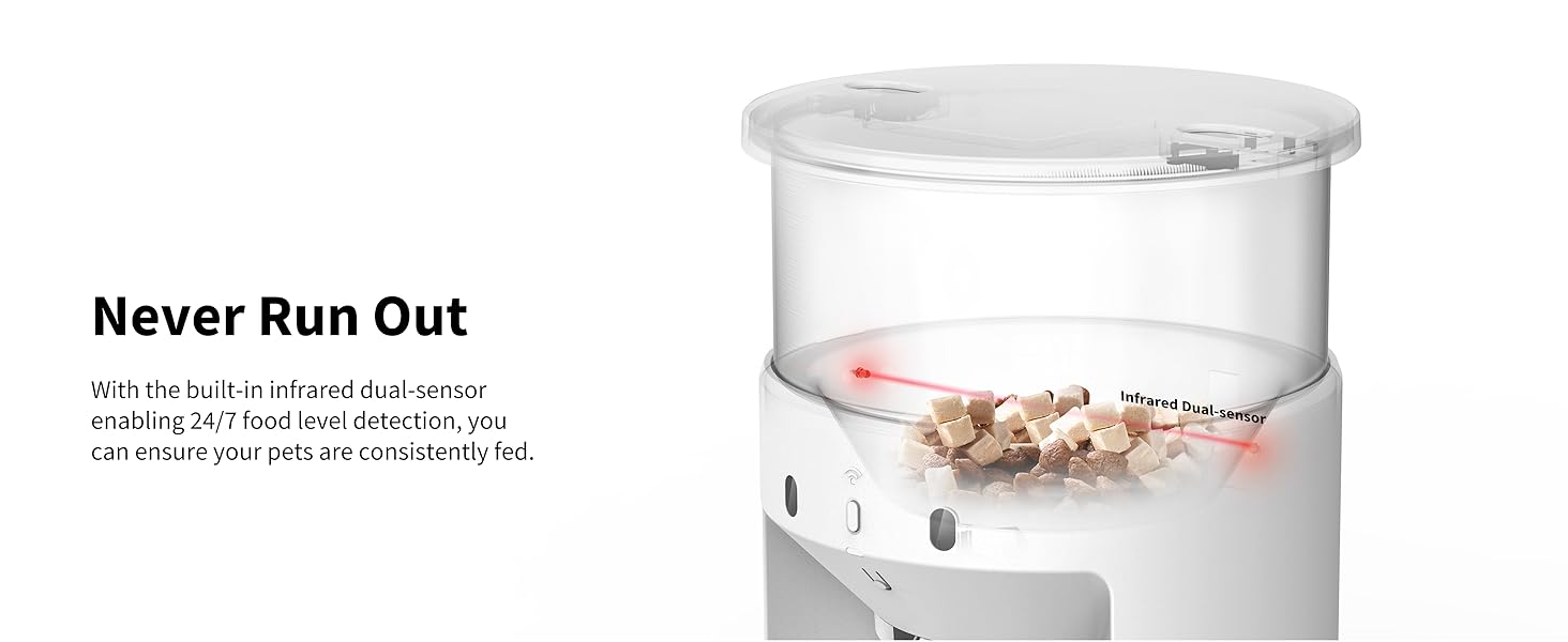food level detection pet food dispenser