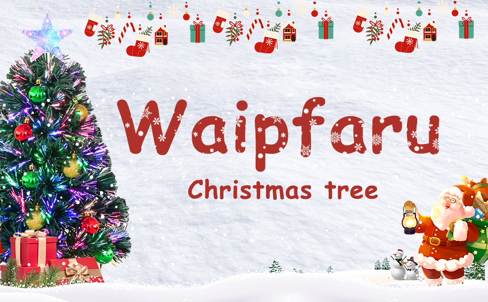 Waipfaru 24 Inch Green Fiber Optic Christmas Tree, Prelit Artificial Mini Christmas