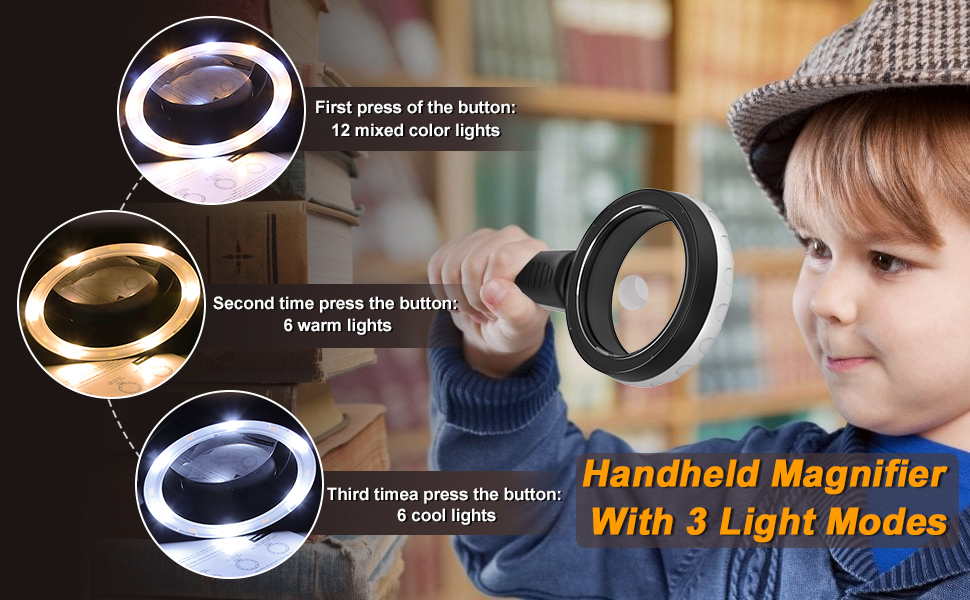 Magnifying Glass with Light6X 10X 12 LED Handheld