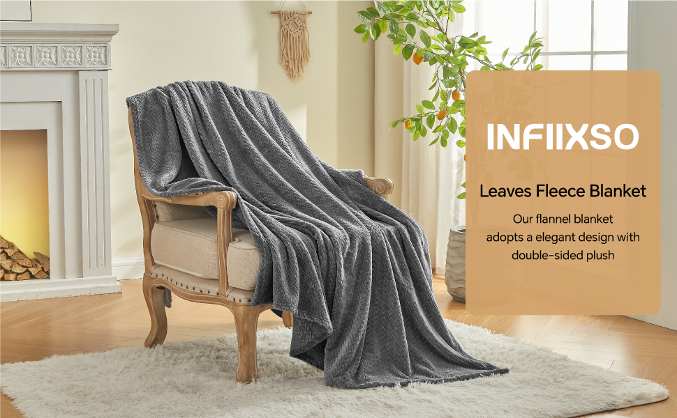 Infiixso Fleece Twin Blanket for Bed Leaves Pattern