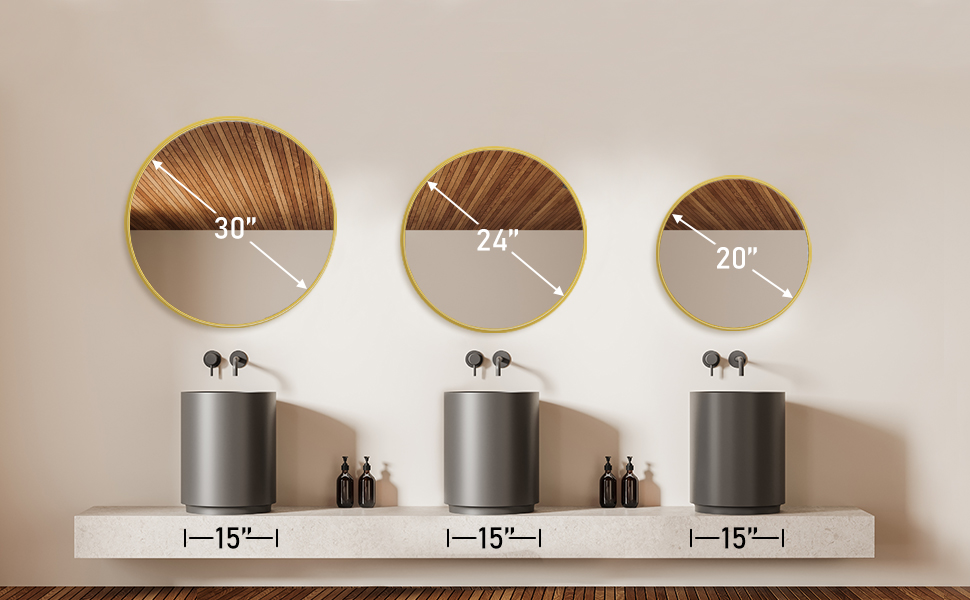 Sweetcrispy Gold Round Wall Mirror 30 Inch, Bathroom