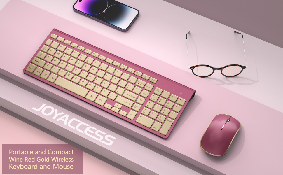 J JOYACCESS Wireless Keyboard and Mouse, 2.4g Slim and
