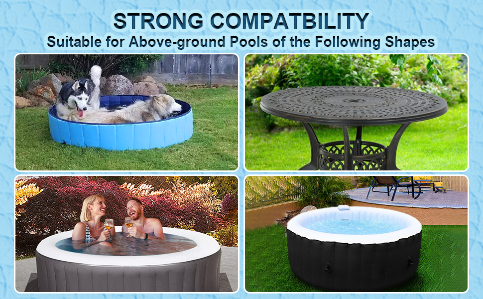 Docuwee Round Pool Cover 63"(5 Ft), Foldable Kiddie Solar