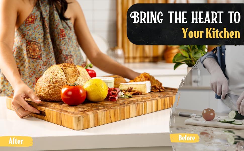 Yes4All Durable Teak Cutting Boards for Kitchen, [20''L x