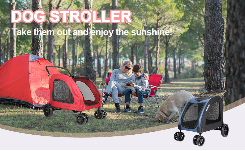 Penzlog Large Dog Travel Stroller with 4 Heavy Duty Wheels Pet Stroller