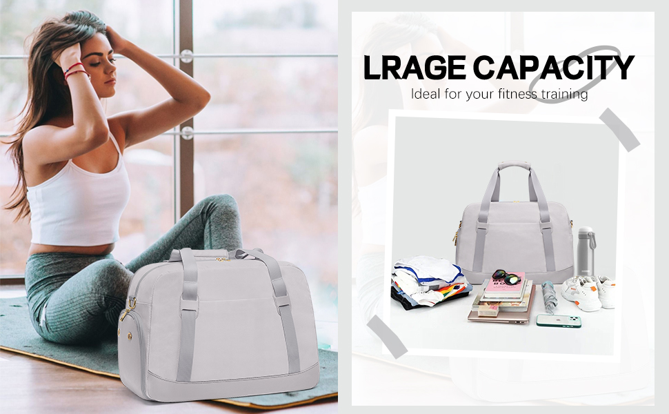 Sports Gym Bag for Women, Sport Duffle Bag with Toiletry