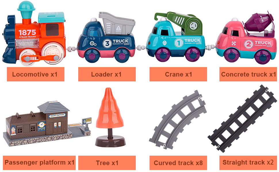 Train Sets for Boys 24, Electric Train Toys, Battery