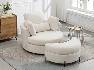 GoDoco 42" W Swivel Accent Barrel Chair Set