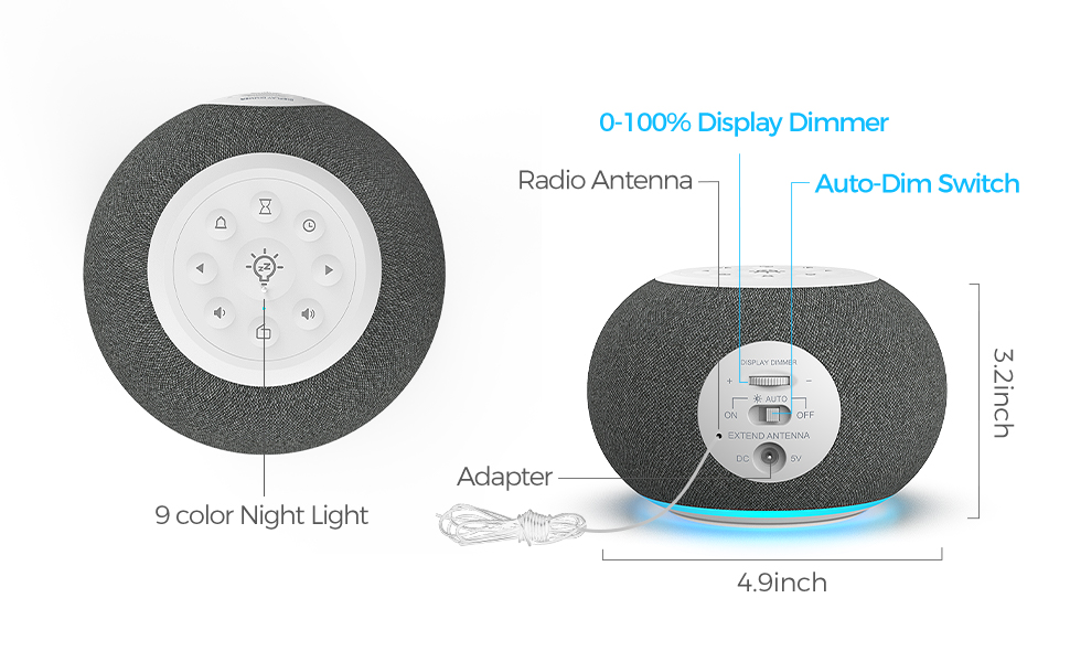 easy to use radio alarm clock night light for kids adults