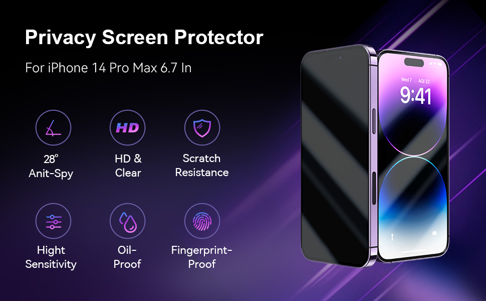Screen Protector For iPhone 14 Pro Max 6.7 Inch Privacy