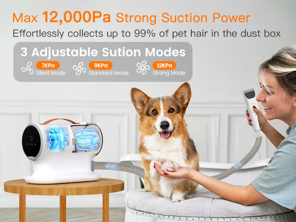 12000Pa powerful dog vacuum for shedding grooming