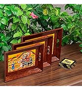 Conjunto de bandejas de madeira Swadeshi Blessings - feito à mão e pintado à mão para cozinha/mesa e casa D...