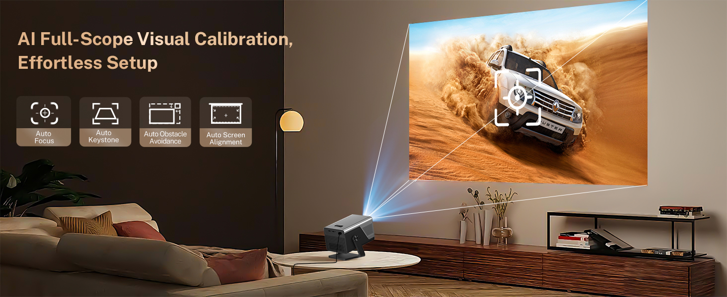 AI Visual Calibration-AI Auto Focus,Auto Keystone Correction and Auto Obstacle Avoidance