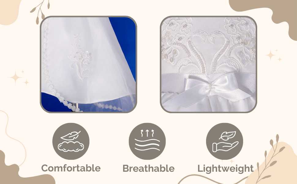 Infant Baby Girls Christening Gown Baptism White Dress Cape Bonnet Embroideries Embroidered