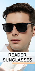 Large square reading sunglasses men