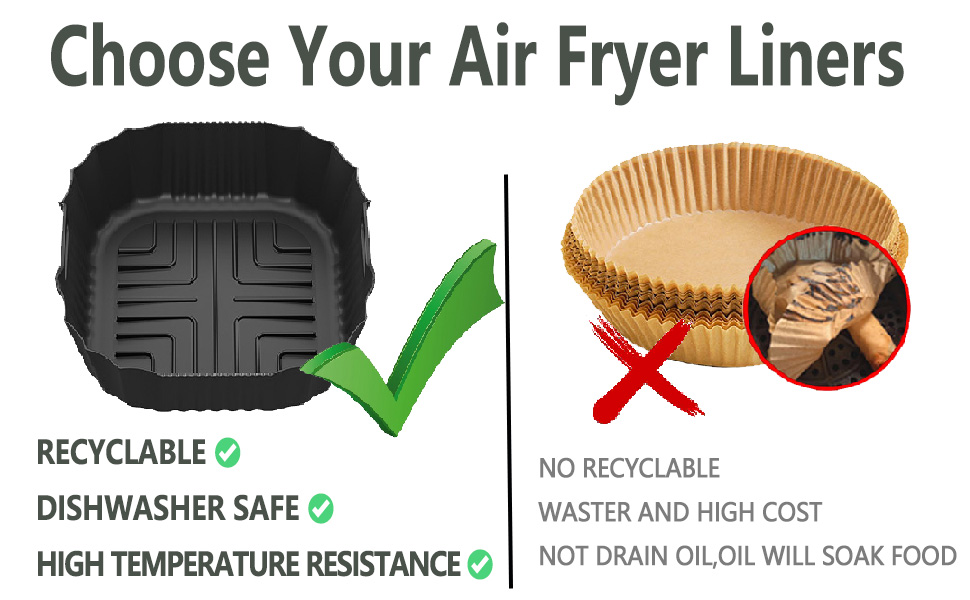 Silicone Air Fryer Liners for Ninja Crispi FN101GY/FN101SG Liners Reusable 