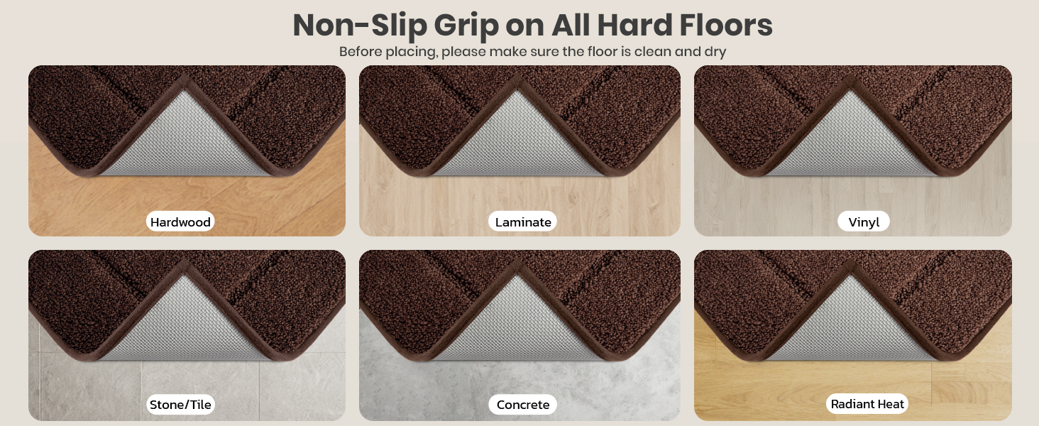 Non-slip Grip on All Hard Floors