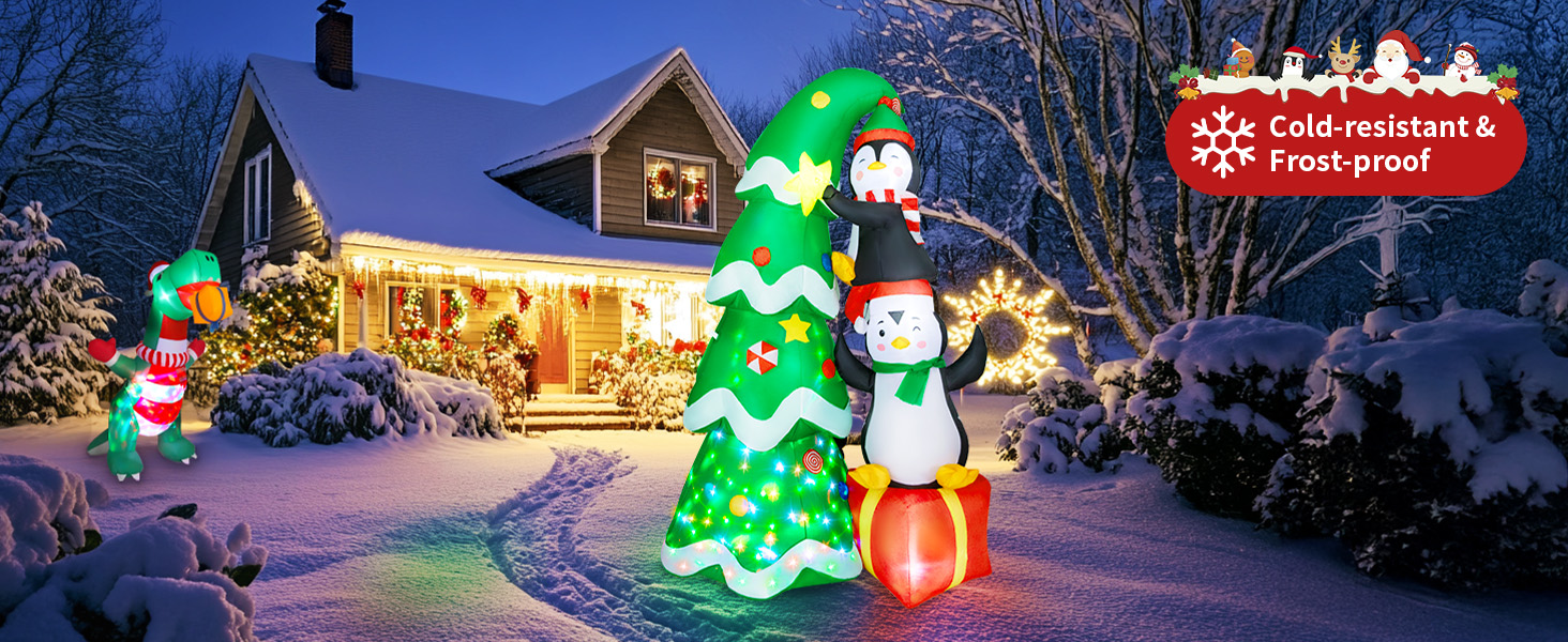 7FT Inflatable Christmas Tree Outdoor Decorations, Blow up Christmas Tree with