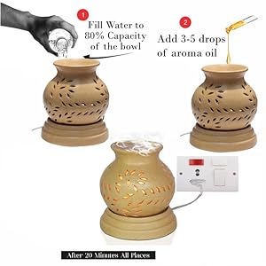 Diwali Sale Pure Source India Ceramic Electric Oil Diffuser, With Lemon Grass, 1 Piece, Off-White 17 Ceramic Electric Aroma Diffuser – Matka Shape Oil Burner With Bulb