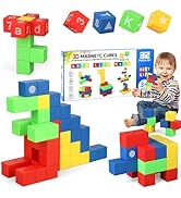 Dilabnba 32PCS Magnetic Blocks Building Toys for Toddler Kids, STEM Magnet Puzzle Cube for Travel...