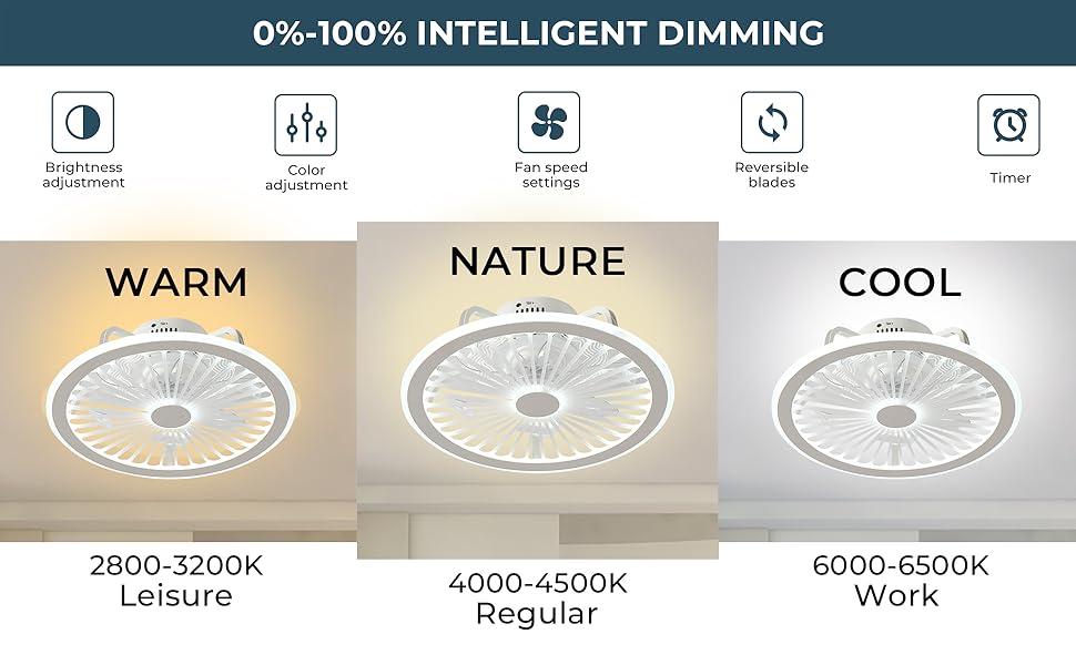 CHANFOK Smart Led Ceiling Fan with Alexa,Flush Mount Low Profile