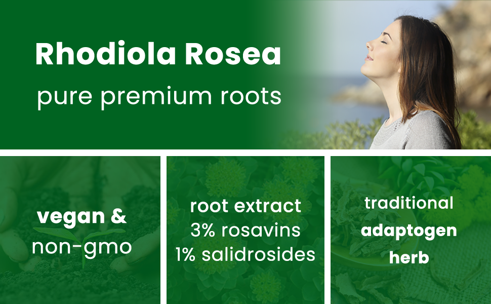 rhodiola rosea root extract supplement - 120 vegan capsules