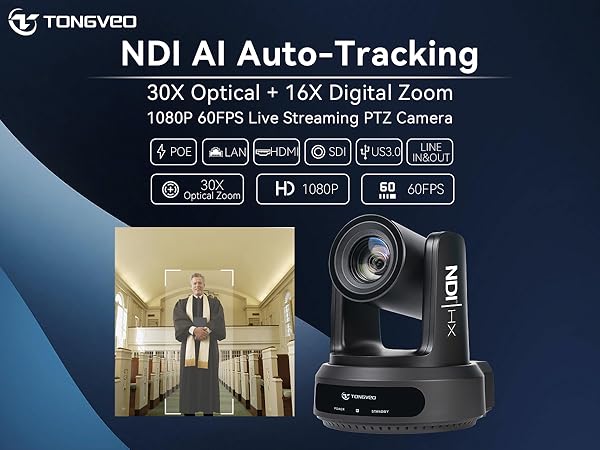 Amazon.com: TONGVEO AI Auto-Tracking IP PTZ Camera SDI/HDMI/USB3.0 Amazon.com: TONGVEO AI Auto-Tracking IP PTZ Camera SDI/HDMI/USB3.0