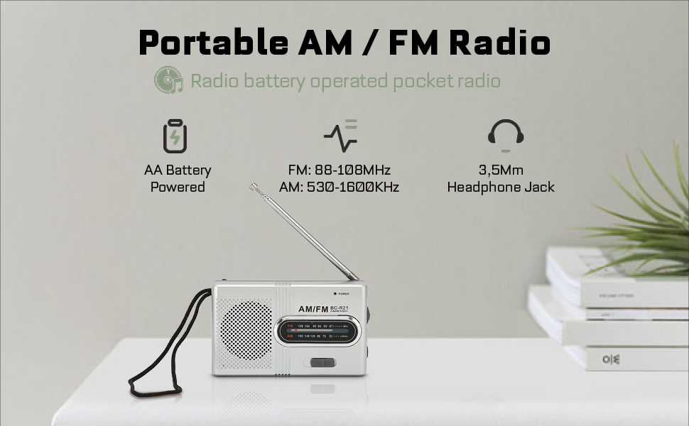 AM FM Radio, 2AA Battery Operated Portable Pocket Radio, Transistor ...