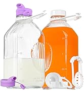 2 Pack 64 Oz Heavy Duty Glass Milk Jugs with 2 Spouts and Reusable Airtight SCREW LID - 2 Qt Wate...