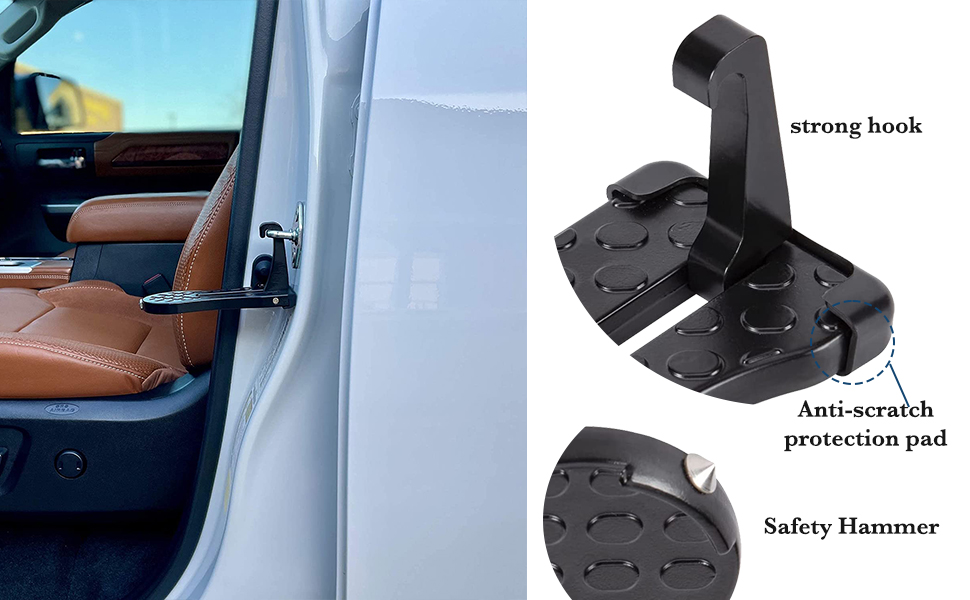 FUNNYTA Car Latch Door Step with Glass Breaker Safety Hammer, Easy
