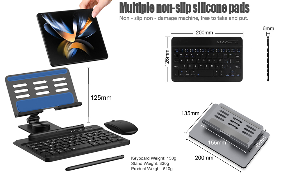 Keyboard for Samsung Z Fold 4 with Pen Holder, Foldable Removable