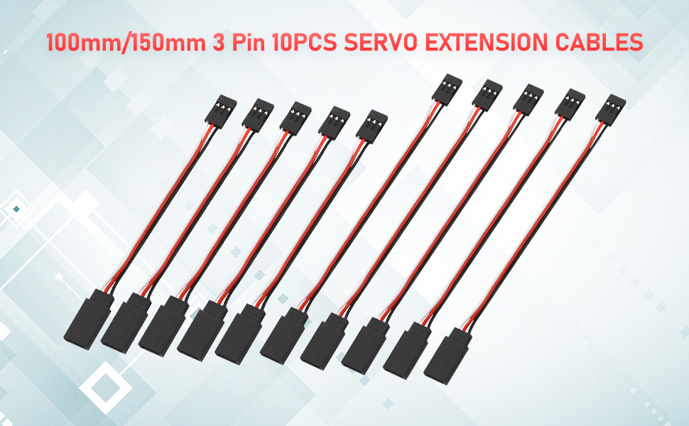 RGBZONE 10 Pcs 150mm/5.9inch RC Servo Extension Cable, Male to Female