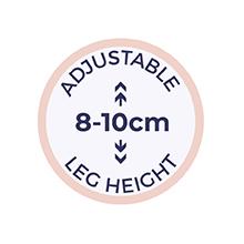 Adjustable foot height: 8 to 10 cm