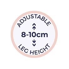 Adjustable foot height: 8 to 10 cm