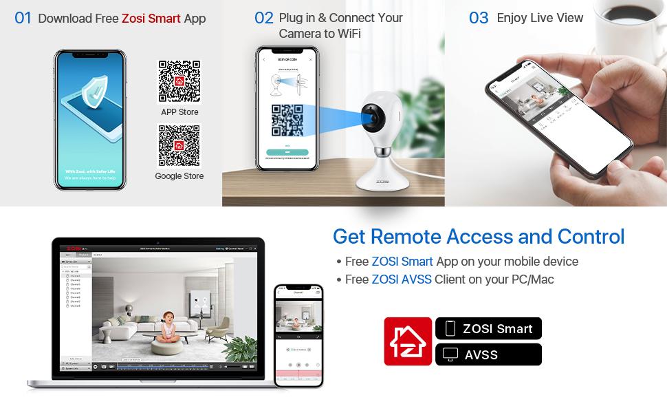 ZOSI C611 1080P HD WiFi Home Security Camera Indoor with Night Vision & 2Way Audio, Smart