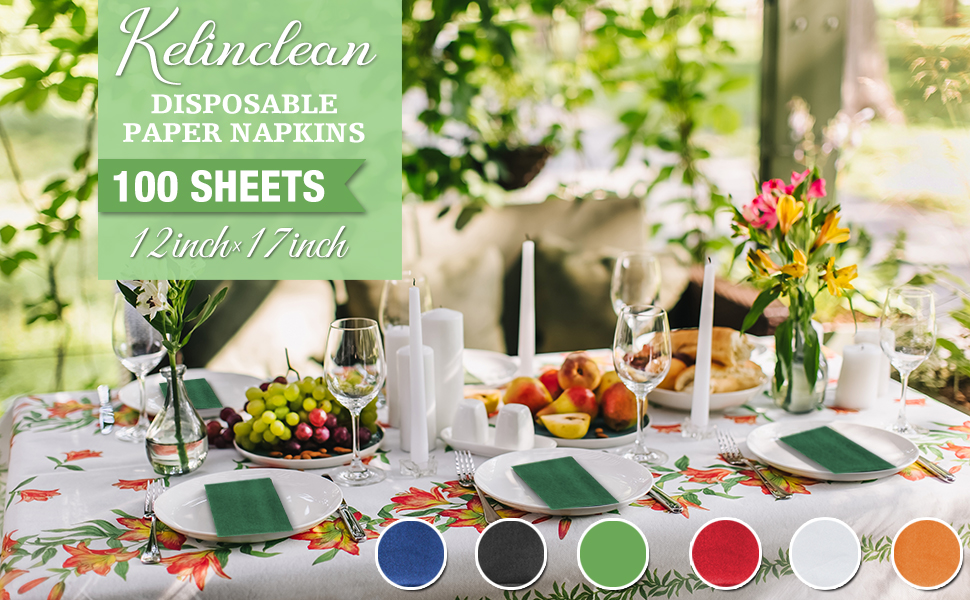 Disposable LinenFeel Dinner Napkins 100Pack Colored Paper