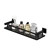 Alise Glass Bathroom Shelf, Matte Black Tempered Glass Shelves for Bathroom, Stainless Steel Mode...
