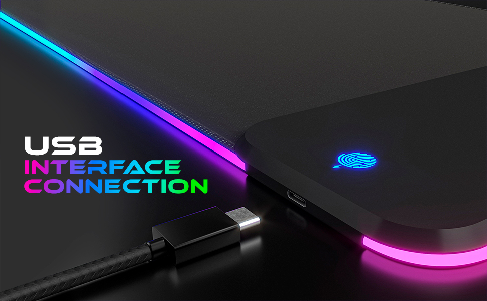 RGB LED mouse pad with touch control for easy lighting customization.