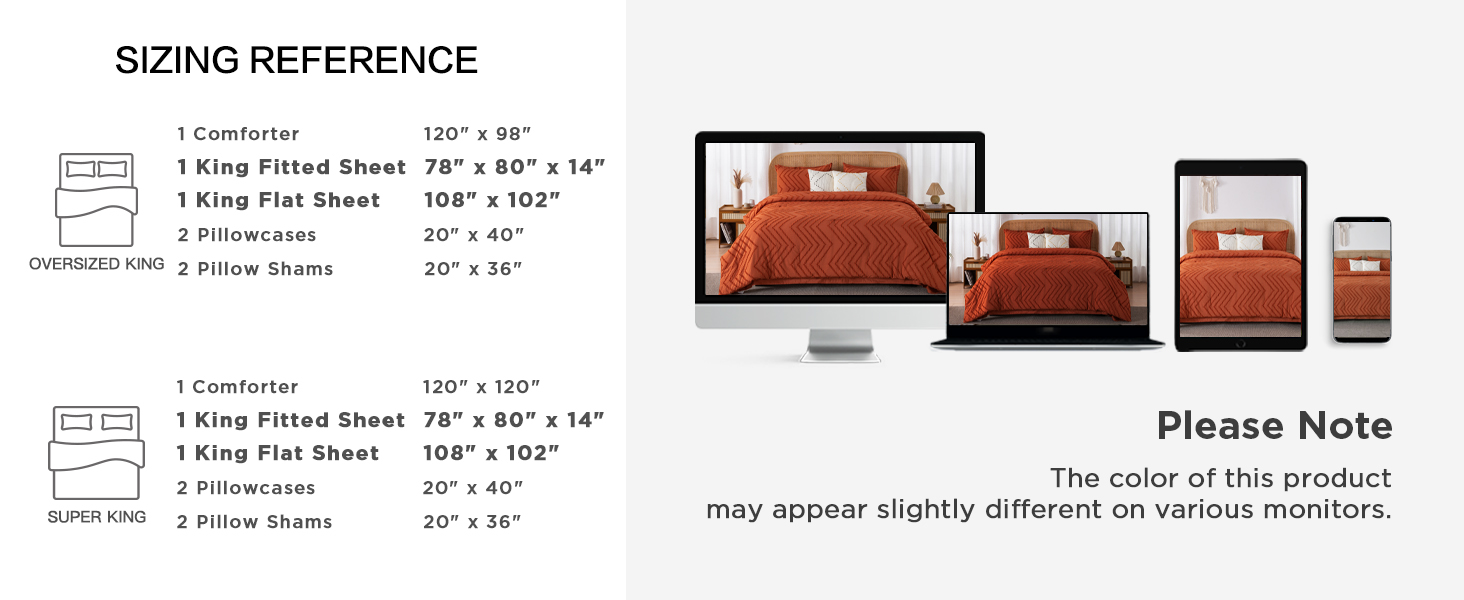 Litanika Burnt Orange Oversized King Bed in a Bag Set - 7 Pieces Boho Tufted Comforter, Sheets, Pillowcases & Shams 62ffbf55 7a9e 4286 94e4 7c36befb7510. CR0,0,1464,600 PT0 SX1464 V1