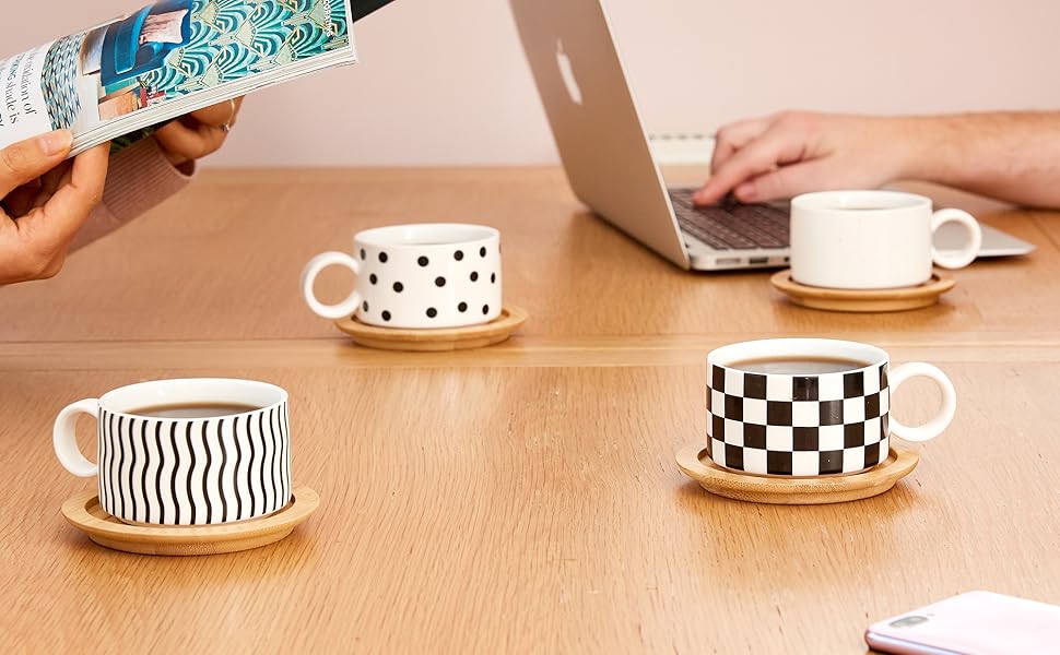 SUPERLY Stackable Espresso Cups Set of 4 Espresso Mugs