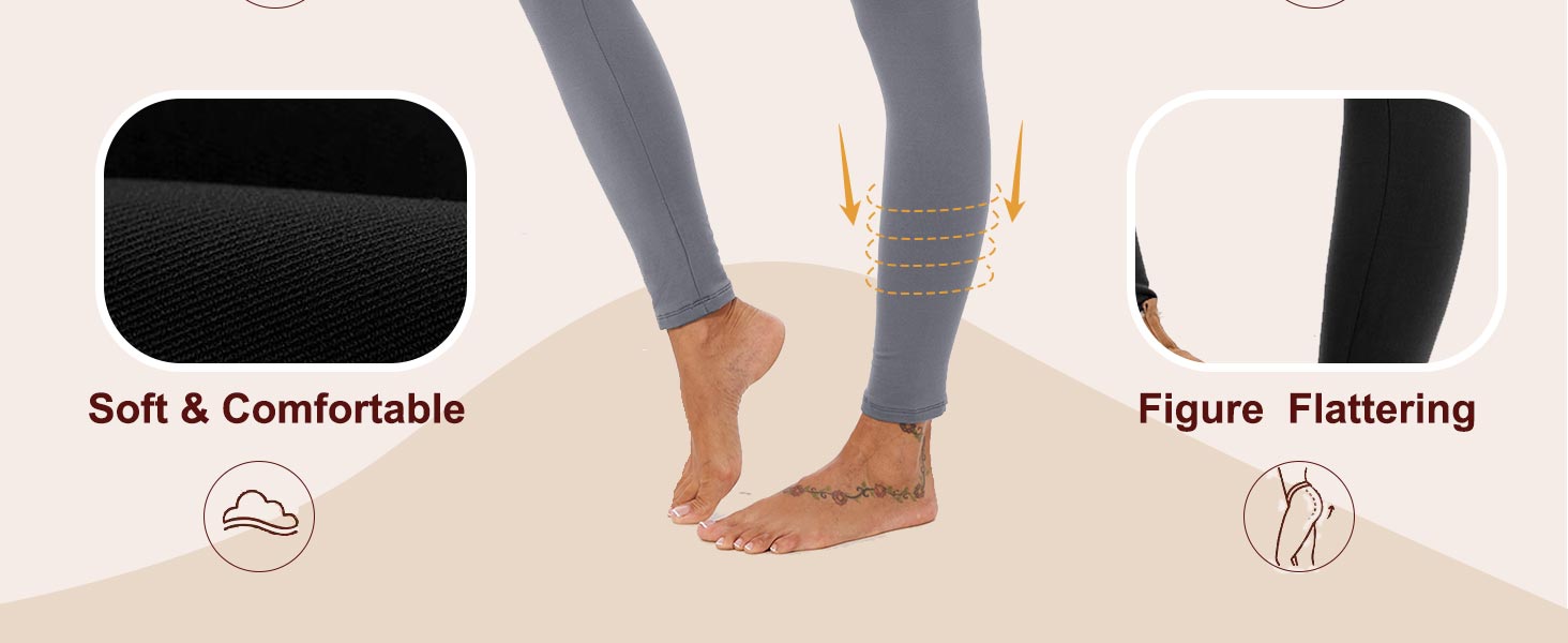 High Waisted Leggings for Women UK Thermal Thick Fleece Lined Leggings Soft Warm Long Johns Bottoms