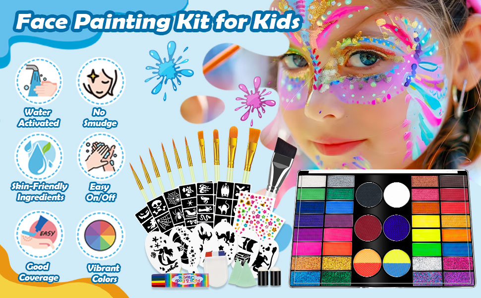 Amazon.com: Face Painting Kit for Kids - 42 Colors Washable Face