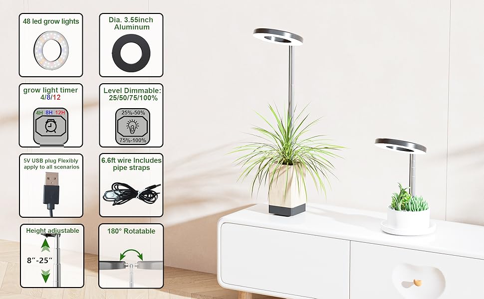 MIFOOIDEA Desktop LED Grow Light for Indoor Plants Full